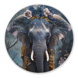 Pomo De Cerámica Elefante floreciente