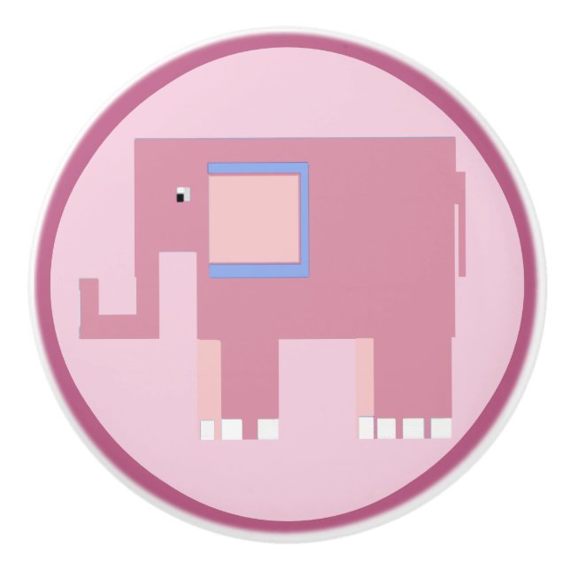 Pomo De Cerámica elefante rosa lindo (Anverso)