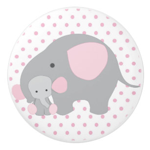 Pomo De Cerámica Elefante rosado de la niña hermosa