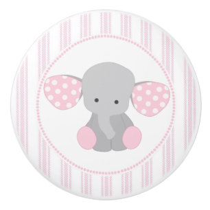 Pomo De Cerámica Elefante rosado de la niña hermosa