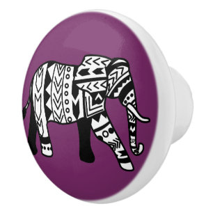 Pomo De Cerámica Elefante tribal bohemio