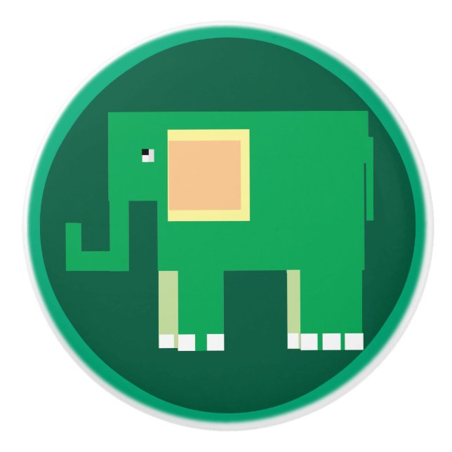 Pomo De Cerámica elefante verde suave (Anverso)