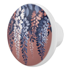 Pomo De Cerámica Elegancia de la Marina y la Wisteria Rosa