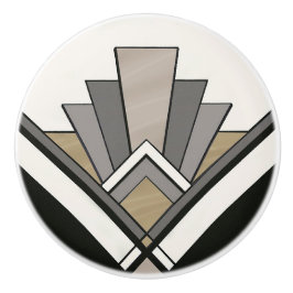 Pomo De Cerámica Elegant Art Deco Fan Design