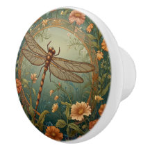 Elegant Art Nouveau Spring green Dragonfly