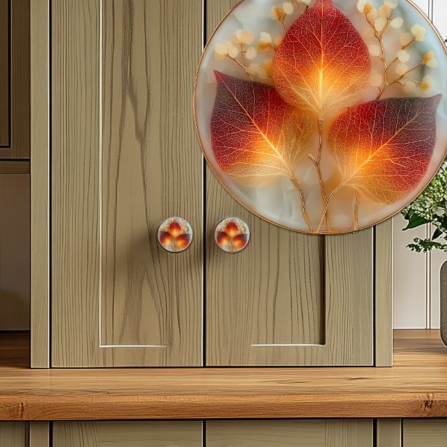 Pomo De Cerámica Elegant Autumn Bright Orange Yellow Leaves  (Subido por el creador)