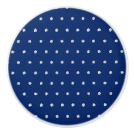 Pomo De Cerámica Elegant Blooming Flower Pattern on Navy Blue