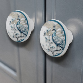 Pomo De Cerámica Elegant Crowned Peacock Ceramic Knob