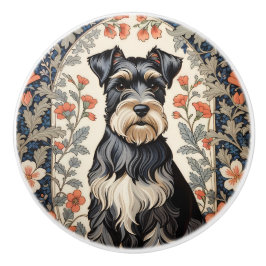 Pomo De Cerámica Elegant Schnauzer William Morris Inspired Floral