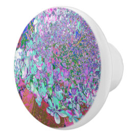 Pomo De Cerámica Elegante Aqua y Purple Limelight Hydrangea Detalle