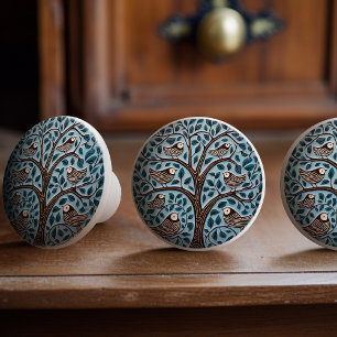 Pomo De Cerámica Elegante árbol de la vida pájaros adornados de Art