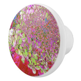Pomo De Cerámica Elegante Chartreuse Verde, Rosa y Azul Hydrangea