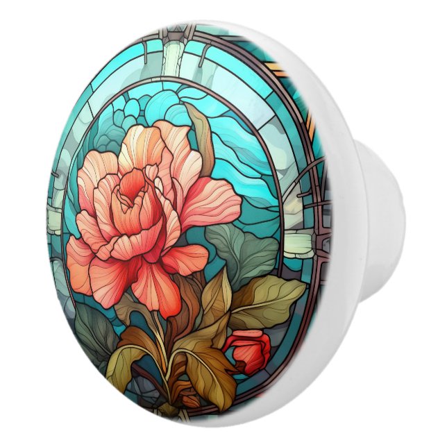 Pomo De Cerámica elegante cristal de imitación floral (Derecha)