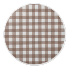 Pomo De Cerámica Elegante de moda rústico tartán de corte marrón y 