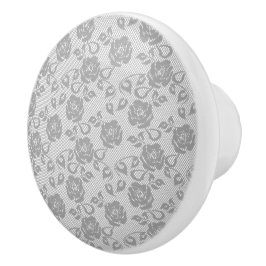 Pomo De Cerámica Elegante Delicado Patrón de encaje floral de marfi
