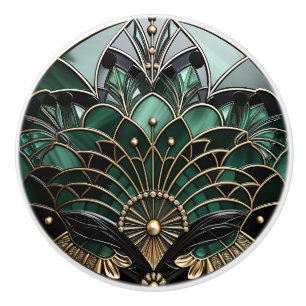 Pomo De Cerámica Elegante dorado turquesa y decoración de arte negr