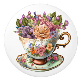 Pomo De Cerámica Elegante equipo floral
