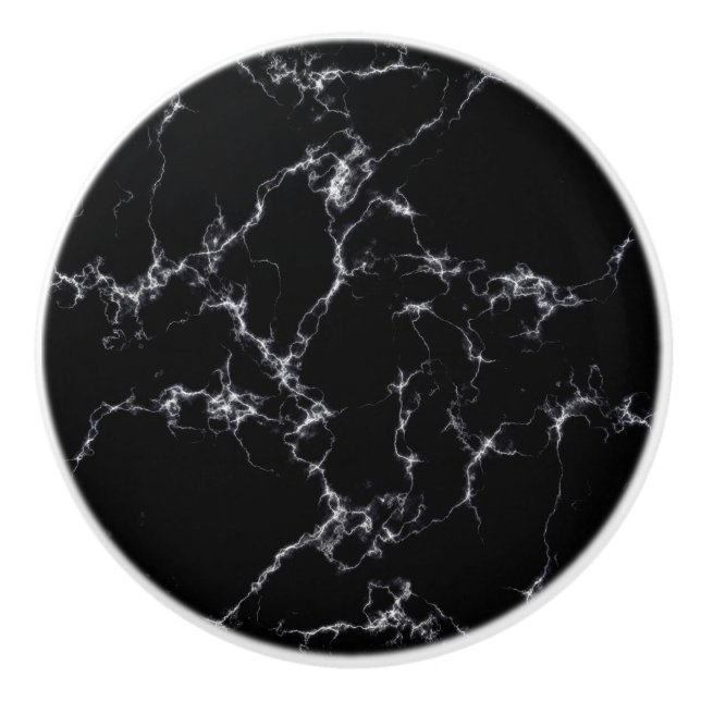 Pomo De Cerámica Elegante estilo de mármol4 - Blanco y negro (Anverso)