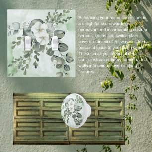 Pomo De Cerámica Elegante floral con vegetación