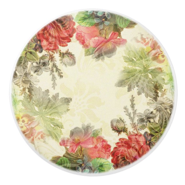 Pomo De Cerámica Elegante Floral Vintage (Anverso)
