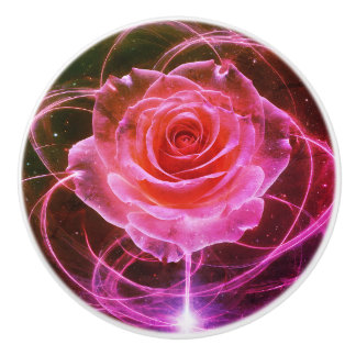 Pomo De Cerámica Elegante florecimiento Rosa: acento personalizado