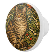 Elegante gato vintage floral botánico