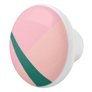 Pomo De Cerámica Elegante geométrico verde melocotón rosa pastel