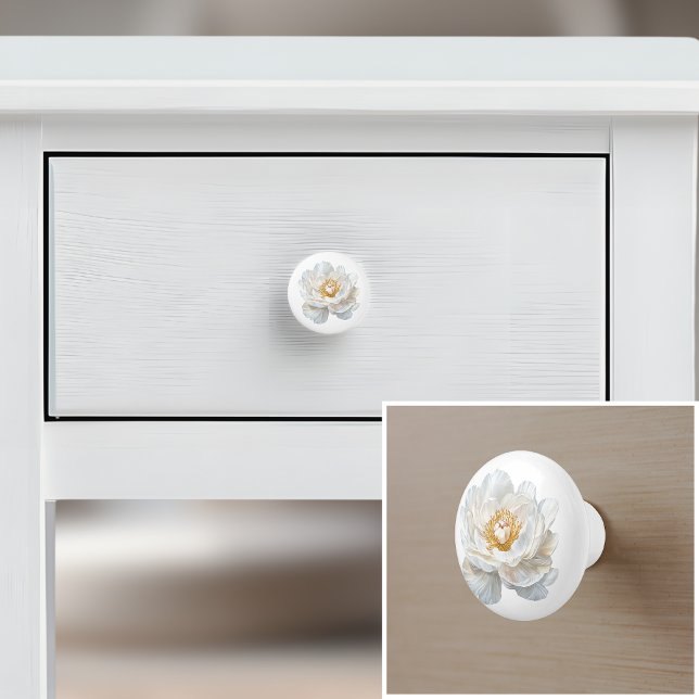 Pomo De Cerámica Elegante granja de flores de peones blancos french (Subido por el creador)