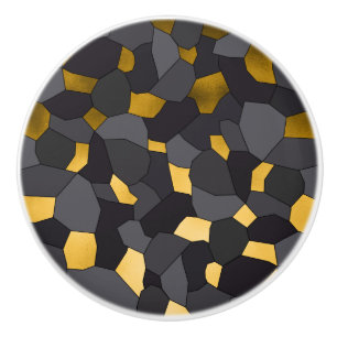 Pomo De Cerámica Elegante gris dorado y mosaico negro
