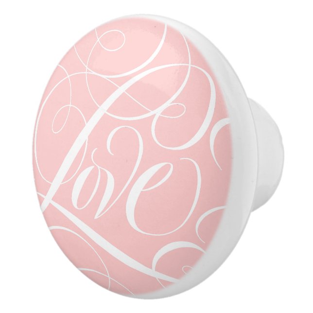 Pomo De Cerámica Elegante guión de caligrafía de amor Rubor Pink Fa (Derecha)