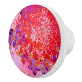 Pomo De Cerámica Elegante Hortensia Limelight Púrpura y Naranja