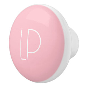 Pomo De Cerámica Elegante inicial moderna minimalista en rosa paste