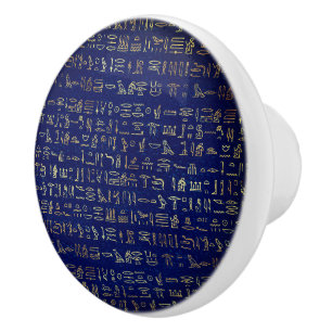 Pomo De Cerámica Elegante jeroglífico egipcio antiguo faux azul do