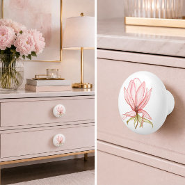 Pomo De Cerámica Elegante Magnolia Rosa
