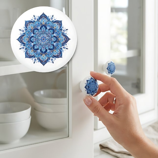 Pomo De Cerámica Elegante Mandala Azul  (Subido por el creador)