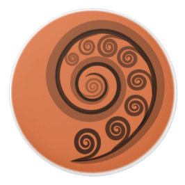 Pomo De Cerámica Elegante mandarín-Naranja Curly Swirls Knob cerámi