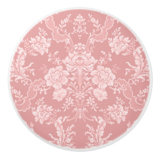Pomo De Cerámica Elegante Moda romántica floral Damasco-Pastel rosa