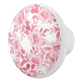 Pomo De Cerámica Elegante Monograma floral Rubor de color rosa