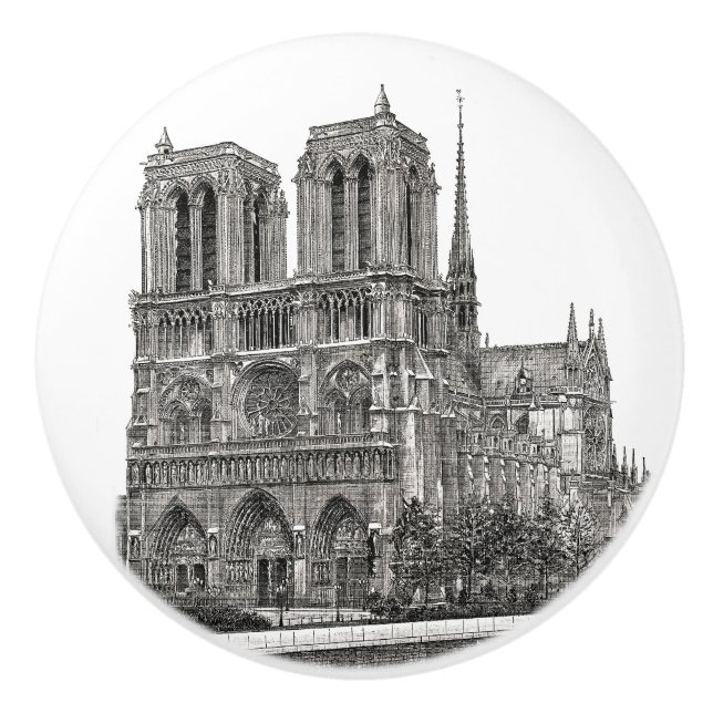 Pomo De Cerámica Elegante Notre Dame de París Retro (Anverso)