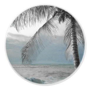 Pomo De Cerámica Elegante paraíso playero de cocoteros de palma bla