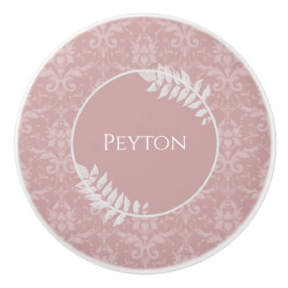 Pomo de cerámica elegante rosa Damask personalizad
