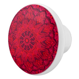 Pomo De Cerámica Elegante Ruby Red Intricate Faux Glass