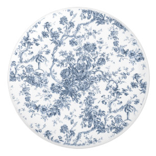 Pomo De Cerámica Elegante Vintage francés grabado en toile floral-