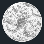 Pomo De Cerámica Elegante Vintage Francés Grabado Floral Toile-Gris<br><div class="desc">Elegante y ornamentado patrón vintage gris y blanco de jouy con flores exóticas, viñas y follaje entrelazados con guirnaldas y canastos de rosas. Este patrón se adaptó a partir de un fragmento textil francés histórico aproximadamente en 1910 en la colección Smithsonian. El patrón es de alta resolución pero no se...</div>
