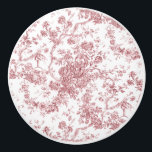Pomo De Cerámica Elegante Vintage Francés Grabado Floral Toile-Rosa<br><div class="desc">Elegante y adornado patrón rosa y blanco vintage de jouy con flores exóticas, viñas y follaje entrelazados con guirnaldas y canastos de rosas. Este patrón se adaptó a partir de un fragmento textil francés histórico aproximadamente en 1910 en la colección Smithsonian. El patrón es de alta resolución pero no se...</div>