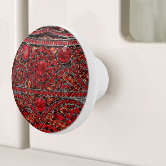 Pomo De Cerámica elegante y sofisticado rubí de oro rojo burgundy (elegant sophisticated gold ruby red burgundy ceramic knob)