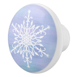 Pomo De Cerámica Elegantes Navidades de copos de nieve blancos