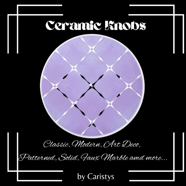 Pomo De Cerámica Elegantes plazas de malva pálida y blanca (Subido por el creador)