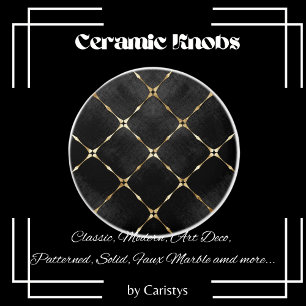 Pomo De Cerámica Elegantes plazas de oro y negro