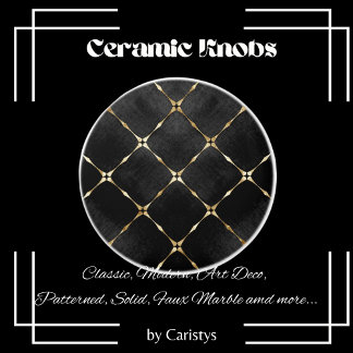 Pomo De Cerámica Elegantes plazas de oro y negro